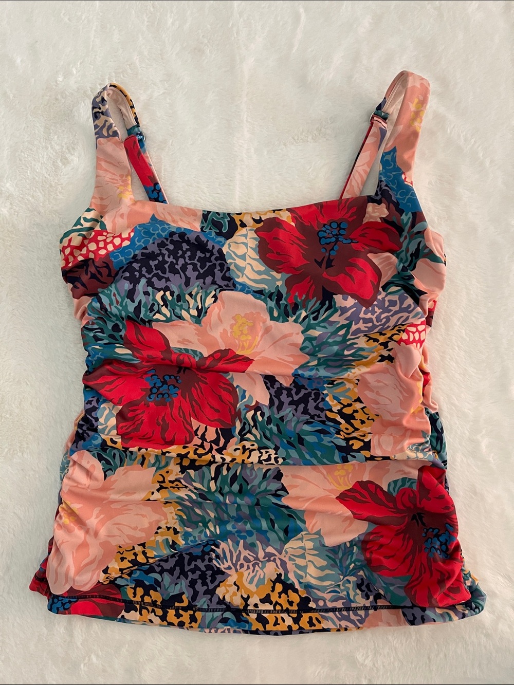 Athleta Ladies Floral Multi-Color Tank/Swim Top  SZ  38 D/DD